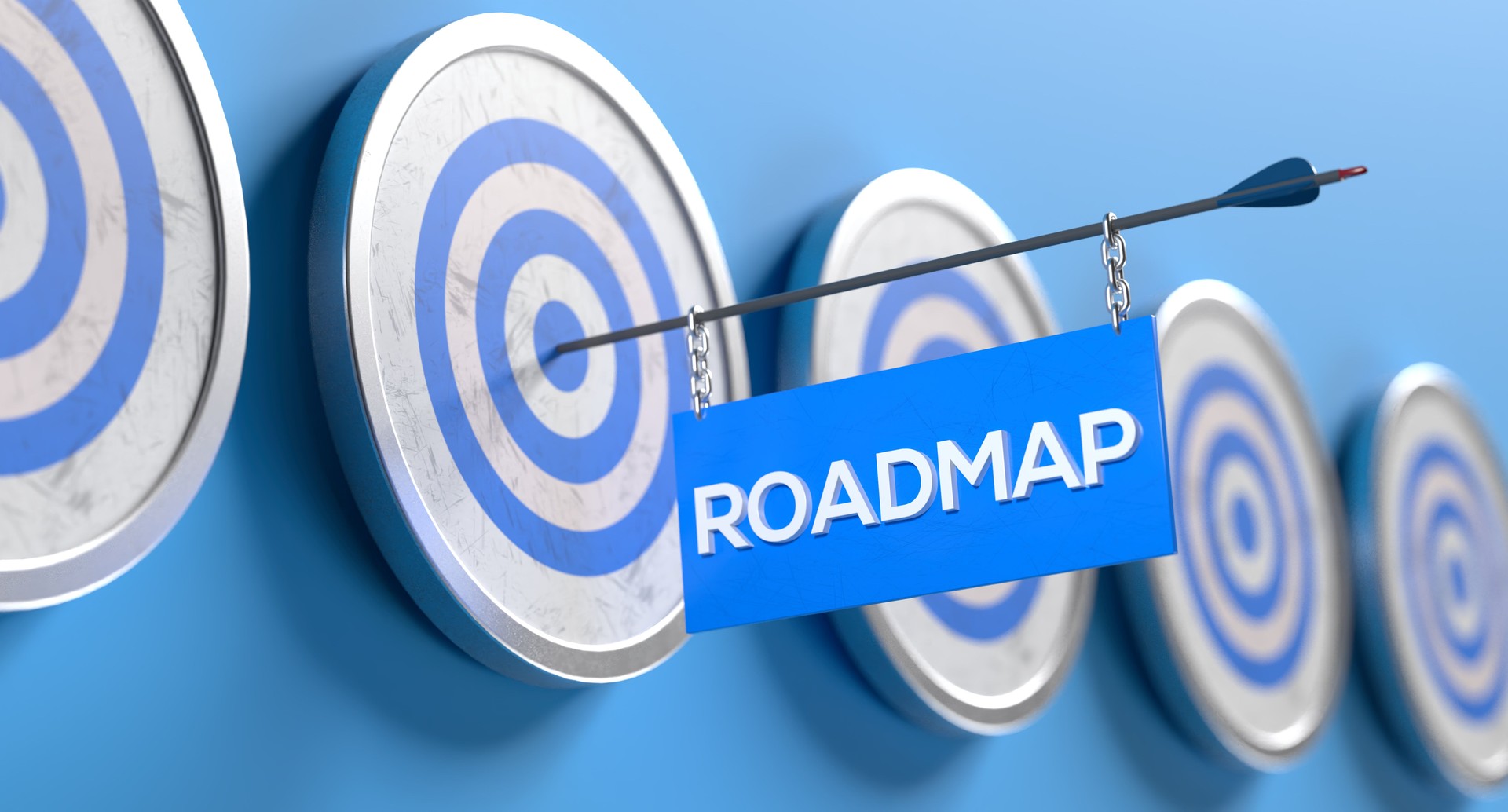 Roadmap Business Strategy Tactic Arrow Hitting Target